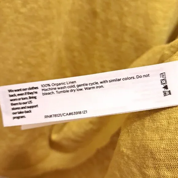 Eileen Fisher Organic Linen Jersey V-Neck Tee LemonDrop Size XL - Picture 8 of 8